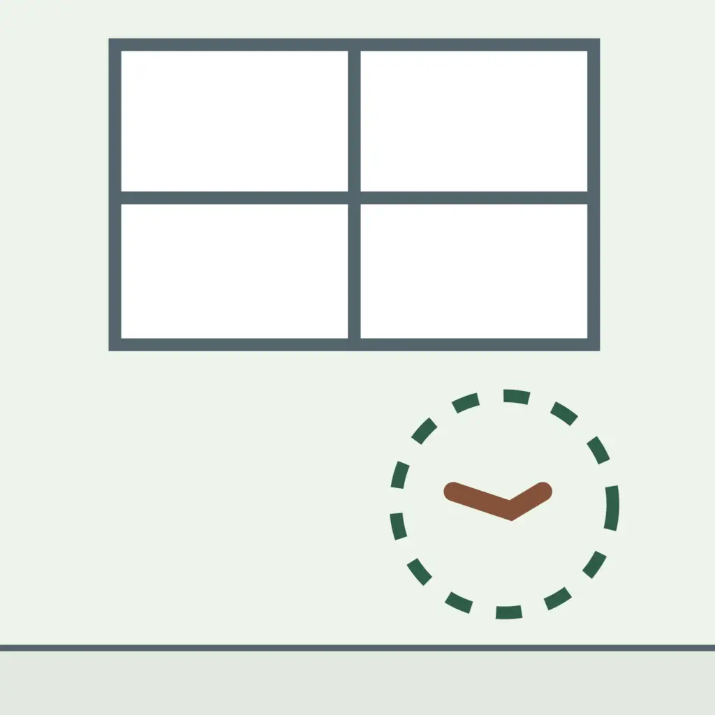 Ilustración de un encuadre más cercano que conserva la ventana como referencia del mismo punto.